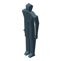 Dark grey robot standing still with arms hanging down vector