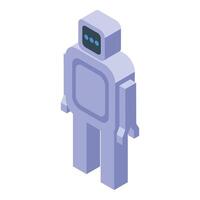 Modern robot standing still with glowing dots isometric view vector