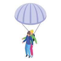 Two skydivers are enjoying a tandem jump vector