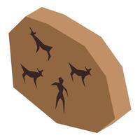 Rock surface showing ancient cave paintings depicting hunting scene vector