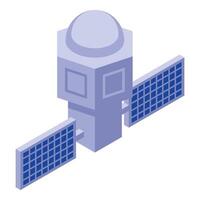 Space satellite is orbiting earth collecting data vector