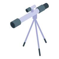 Telescope on tripod is observing space in 3d isometric view vector