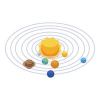 Solar system model showing planets orbiting around sun vector