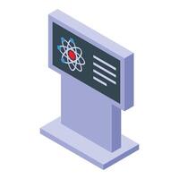 Interactive museum display showing atom structure in physics exhibit vector