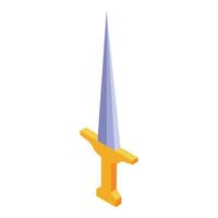 Isometric sword standing up pointing upwards vector