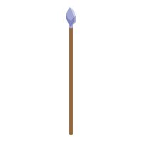 Wooden spear with stone tip for hunting vector