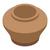 Empty clay pot standing on white background vector
