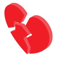Red broken heart representing sadness and heartbreak vector