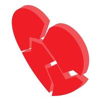 Red heart is breaking up into many pieces vector