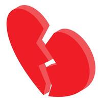 Red broken heart representing sadness and heartbreak vector