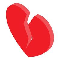 Red broken heart symbolizing a difficult separation vector