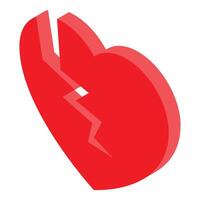 Red broken heart representing end of love relationship vector