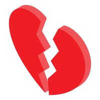 Red broken heart is splitting apart illustrating a painful separation vector