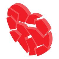 Red broken heart representing sadness and heartbreak vector