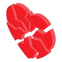 Broken heart splitting apart symbolizing difficult separation vector