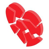 Red broken heart representing divorce and end of love vector