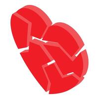 Broken red heart representing divorce and end of relationship vector