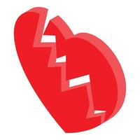 Red broken heart representing sadness and heartbreak vector