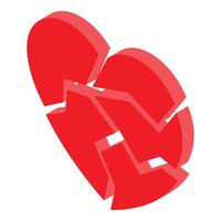 3d red broken heart representing divorce and end of love vector