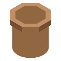 Empty flower pot with octagonal opening standing upright vector
