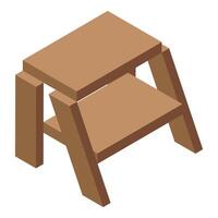 Wooden step ladder for working at height vector