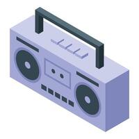 Isometric boombox playing music with handle vector
