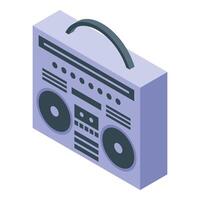 Grey boombox playing music with handle isometric view vector