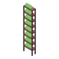 Wine bottles lying down aging on wooden rack isometric view vector