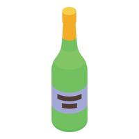Green bottle of wine with blank label standing upright vector