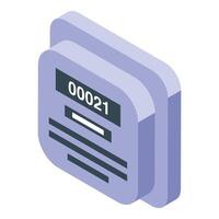 Electric meter showing energy consumption data isometric view vector