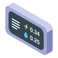 Smart water meter showing consuming data isometric view vector