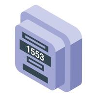 Electric meter showing power consumption data isometric view vector