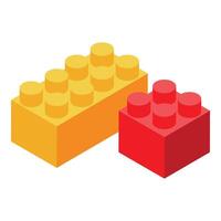 Two colorful building blocks are lying on white background vector