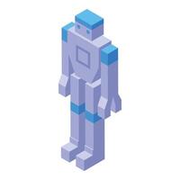 3d isometric pixel art robot standing still vector