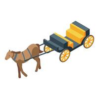 Horse pulling an empty carriage in isometric view vector