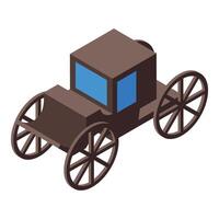 Horse carriage coach transporting people in ancient times isometric icon vector