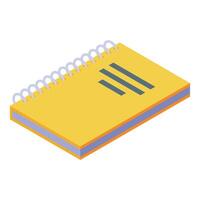 Yellow notepad with spiral binding isometric icon vector
