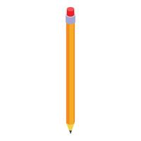 Yellow pencil standing on white background with eraser vector