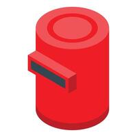 Red welding mask protecting face during work isometric icon vector