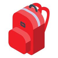 Red school backpack isometric view with big pocket vector