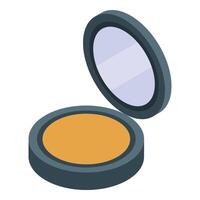 Round powder case showing open mirror isometric view vector