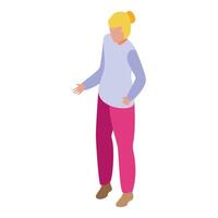 Woman explaining something with hand gestures isometric icon vector
