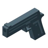 Isometric gun pointing right showing barrel and grip vector