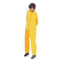 Isometric icon of a scientist wearing a hazmat suit vector