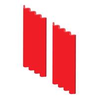Two red wavy panels standing isometrically vector