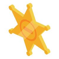 Golden sheriff star badge is shining on white background vector