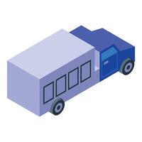 Armored truck transporting money with open door isometric icon vector