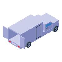 Armored encashment van standing open doors isometric view vector