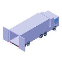 Delivery truck is unloading with open doors in isometric view vector