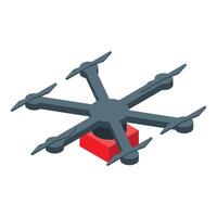 Delivery drone carrying red parcel using modern technology vector
